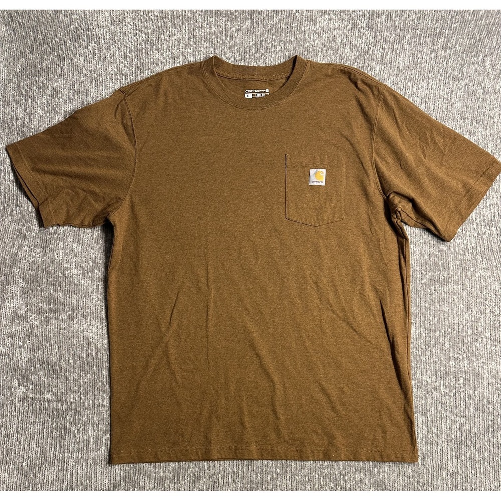 Carhartt Brown Loose Fit Men's Pocket Cotton T-Shirt Size XL Tall K87 B00